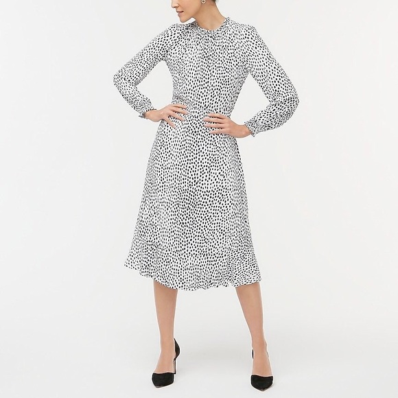 Crew Factory white Polka Dot Printed midi Dress - Picture 2 of 6